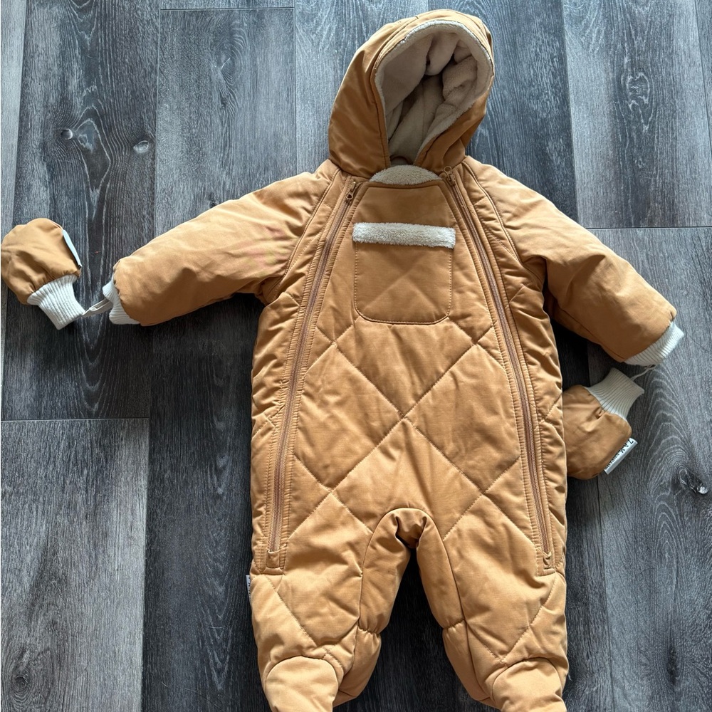Warm Tan Quilted Kids Snowsuit